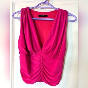 Bright Pink Low Cut Crop Sleeveless Top